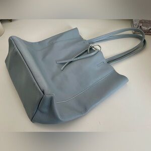 Vera Pelle 100% Pebbles Leather Tote Bag Pale Blue Made in Italy